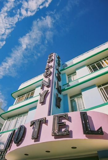 Colorful Colony Hotel on Ocean Drive in South Beach, Miami, showcasing Art Deco architecture from 2003
