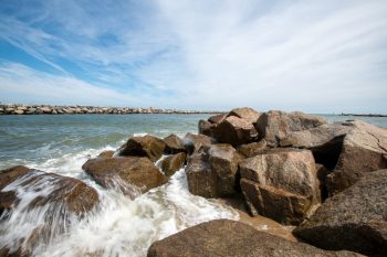 Scenic view of Rudee Inlet in Virginia Beach