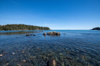 Scenic view of Western Head Preserve in Cutler, Maine, featuring lush greenery and coastal landscape
